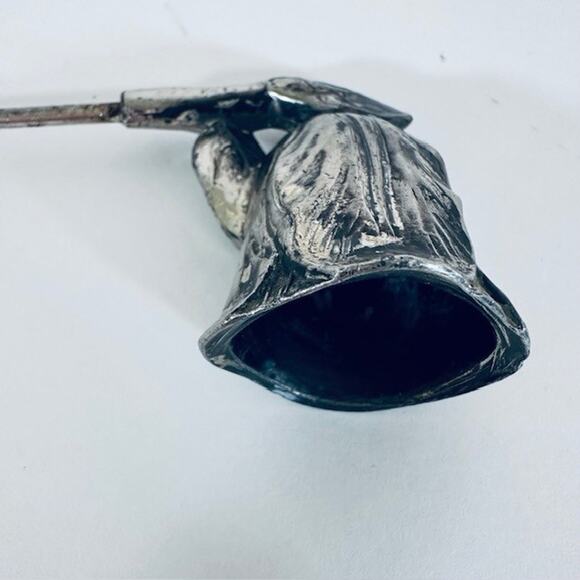 Circled Handle Candle Snuffer Pewter/Metal silver Tulip & Leaf Design VTG - Picture 4 of 9